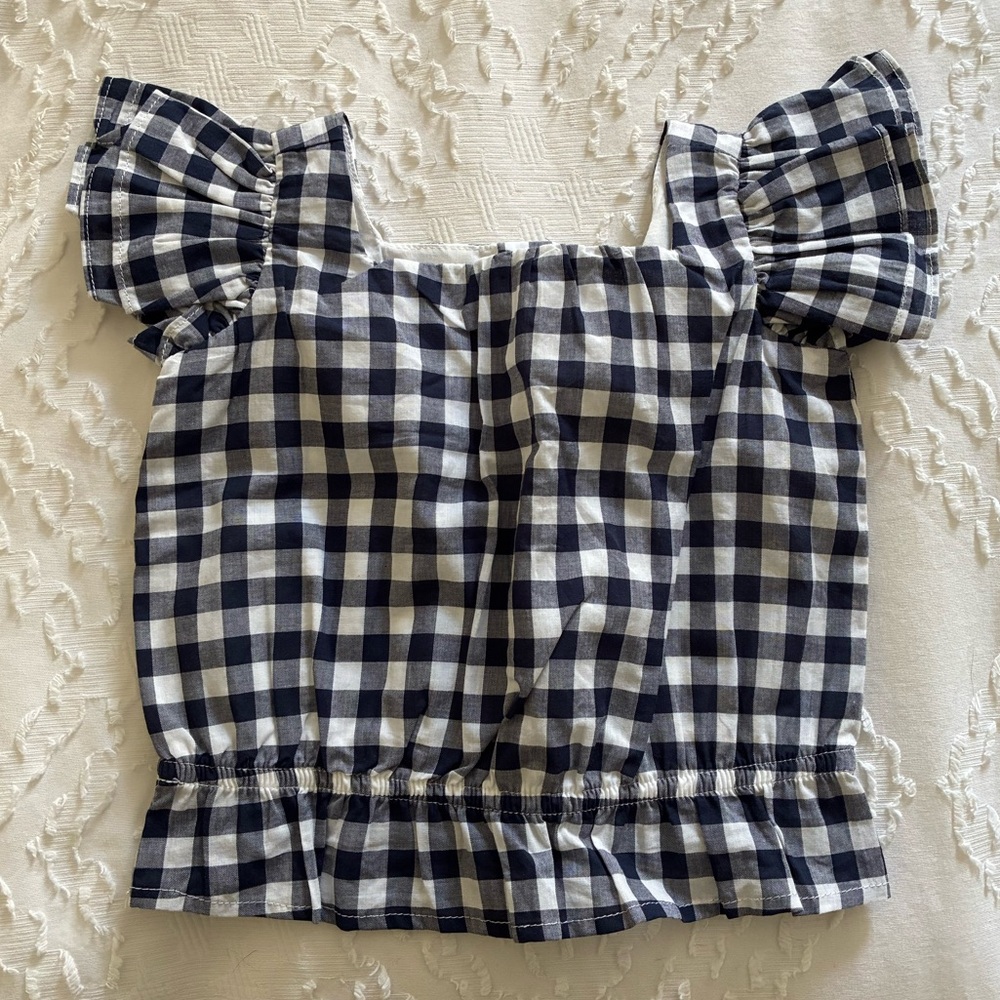 NWT Janie and Jack Navy Checkered Blouse